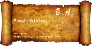 Bondy Albina névjegykártya